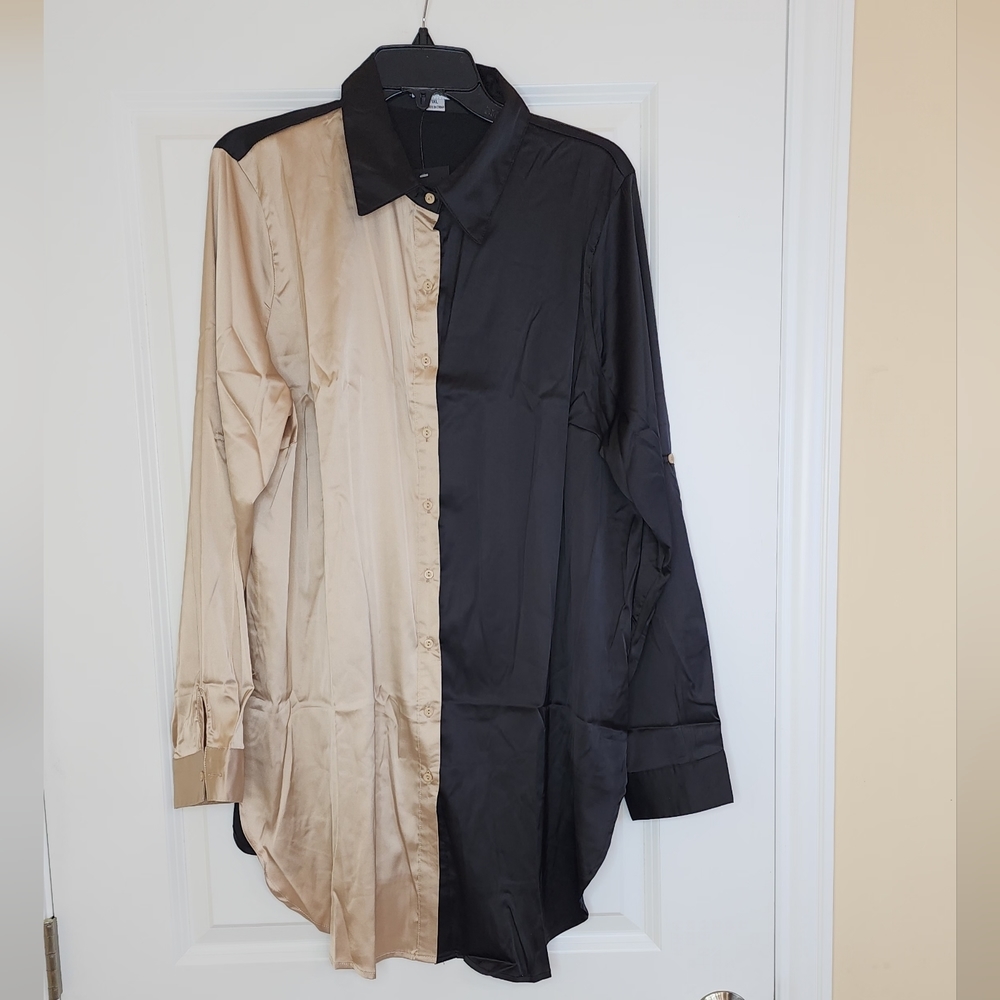 Fashion nova two-tone satin shirt - Picture 5 of 13